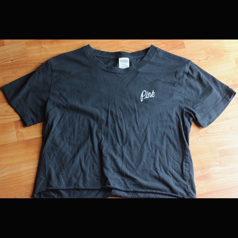 PINK Black Cropped Tee